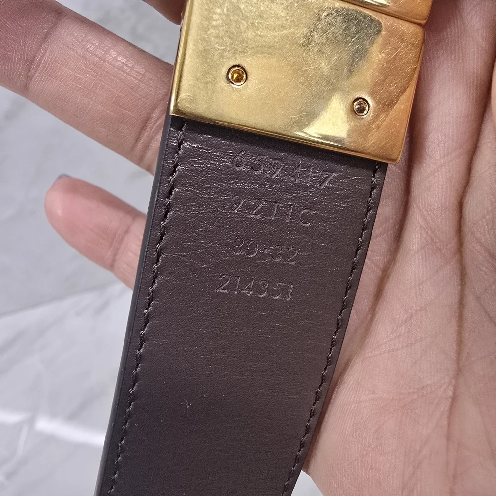 Gucci GG Supreme Brown Canvas Leather Belt - Reversible - Picture 3 of 9